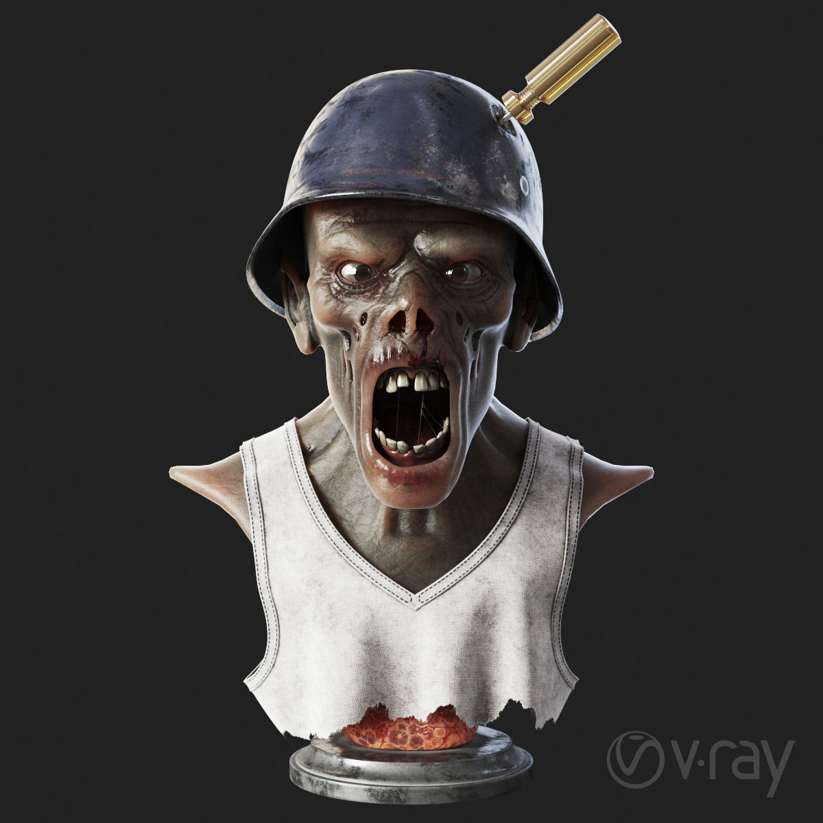 Zombie Bust 3D model_1