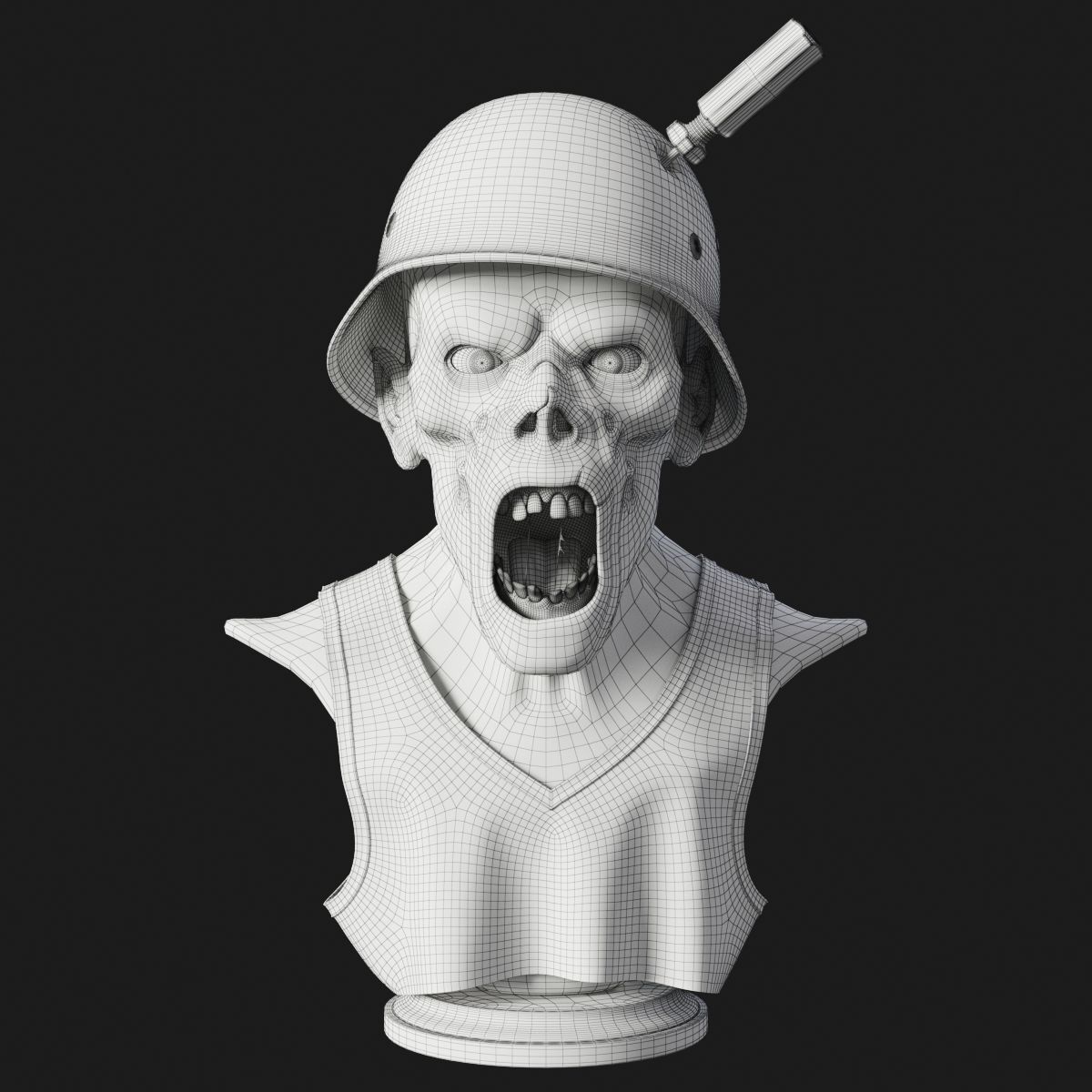Zombie Bust 3D model_6
