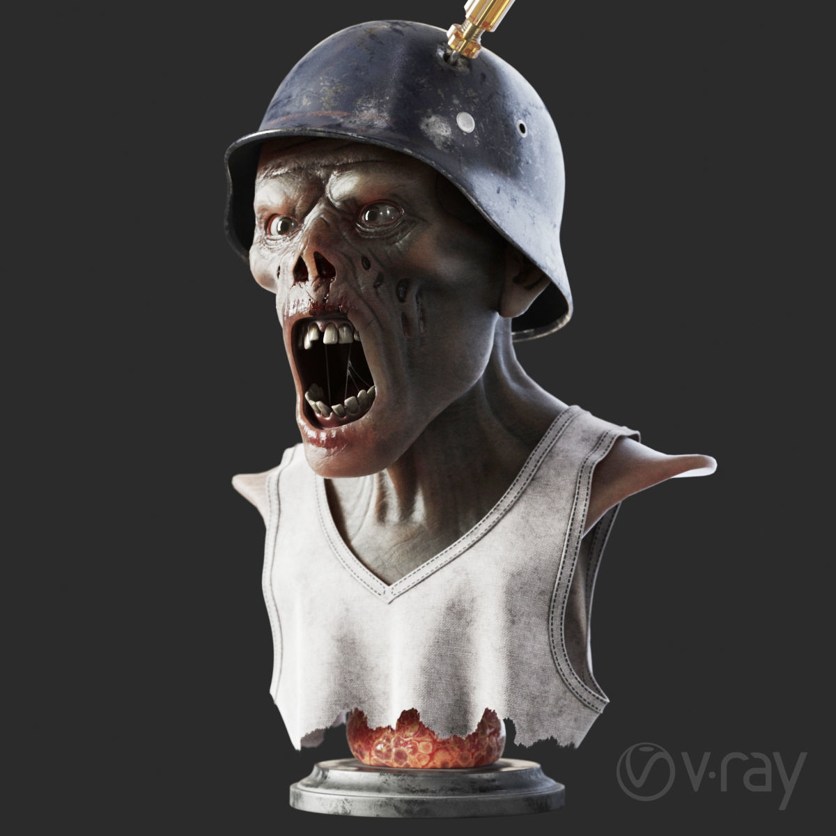 Zombie Bust 3D model_5