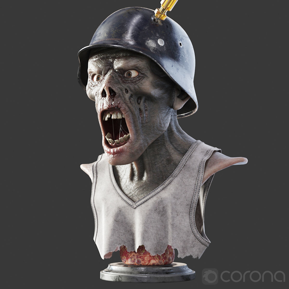 Zombie Bust 3D model_4
