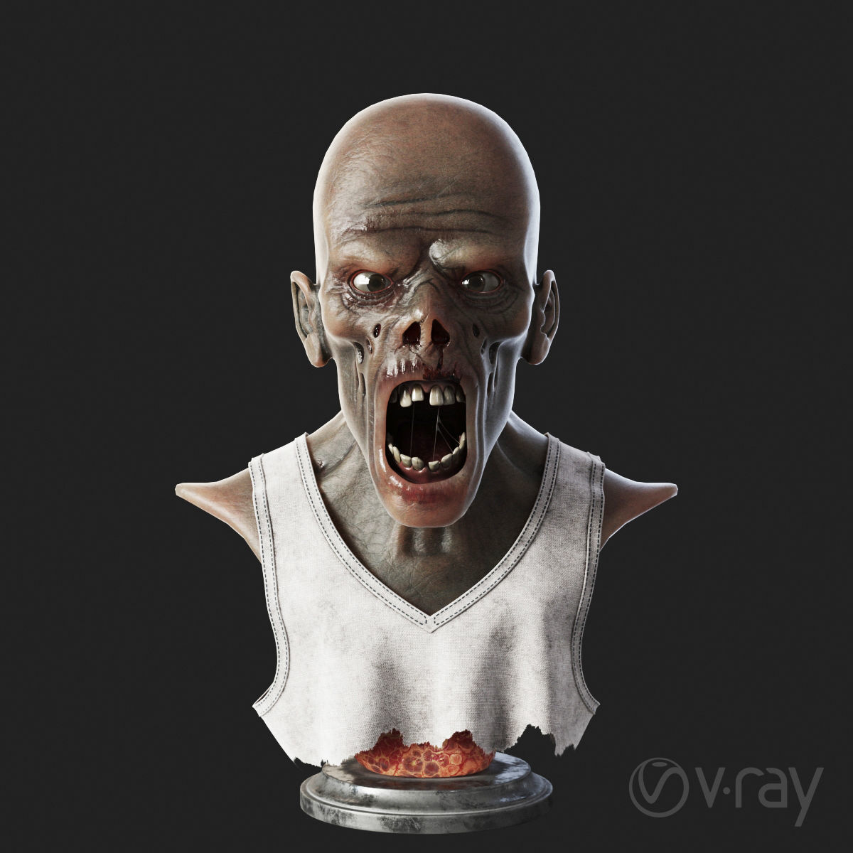 Zombie Bust 3D model_3