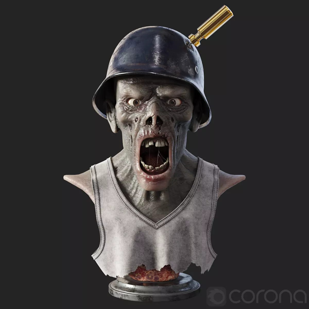 Zombie Bust 3D model_0