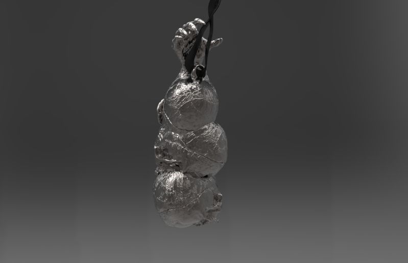 Skull pyramide pendant Detailed with Hand and Roses 3D print model_5