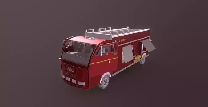 Low Poly Emergency Fire Truck  Low-poly 3D model