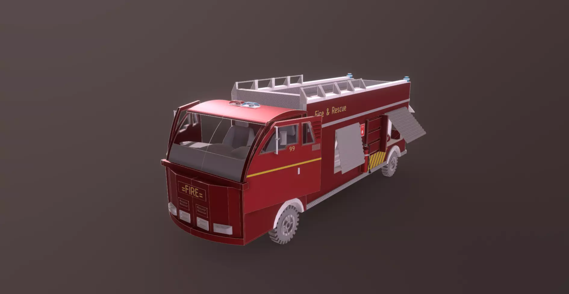 Low Poly Emergency Fire Truck Low-poly 3D model