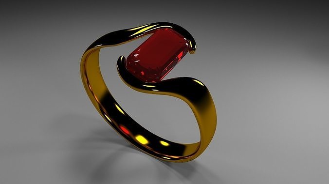 Ring with ruby 3D print model