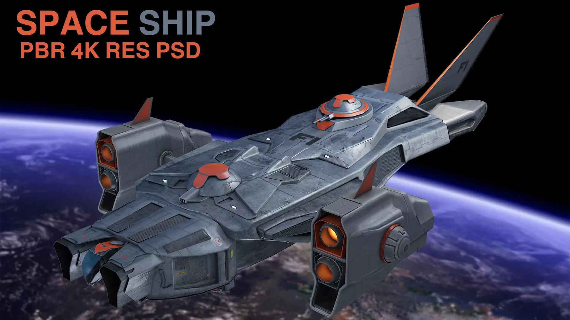 space ship 3D model Low-poly 3D model
