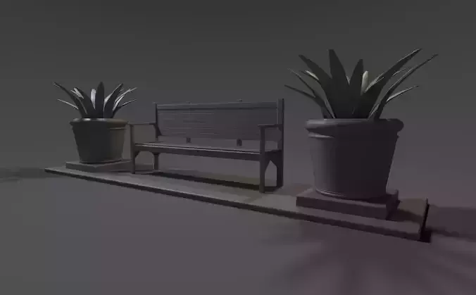 bench and planter 