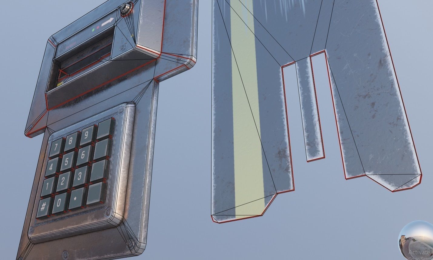 Door electric lock keypad and card reader Low-poly 3D model_6