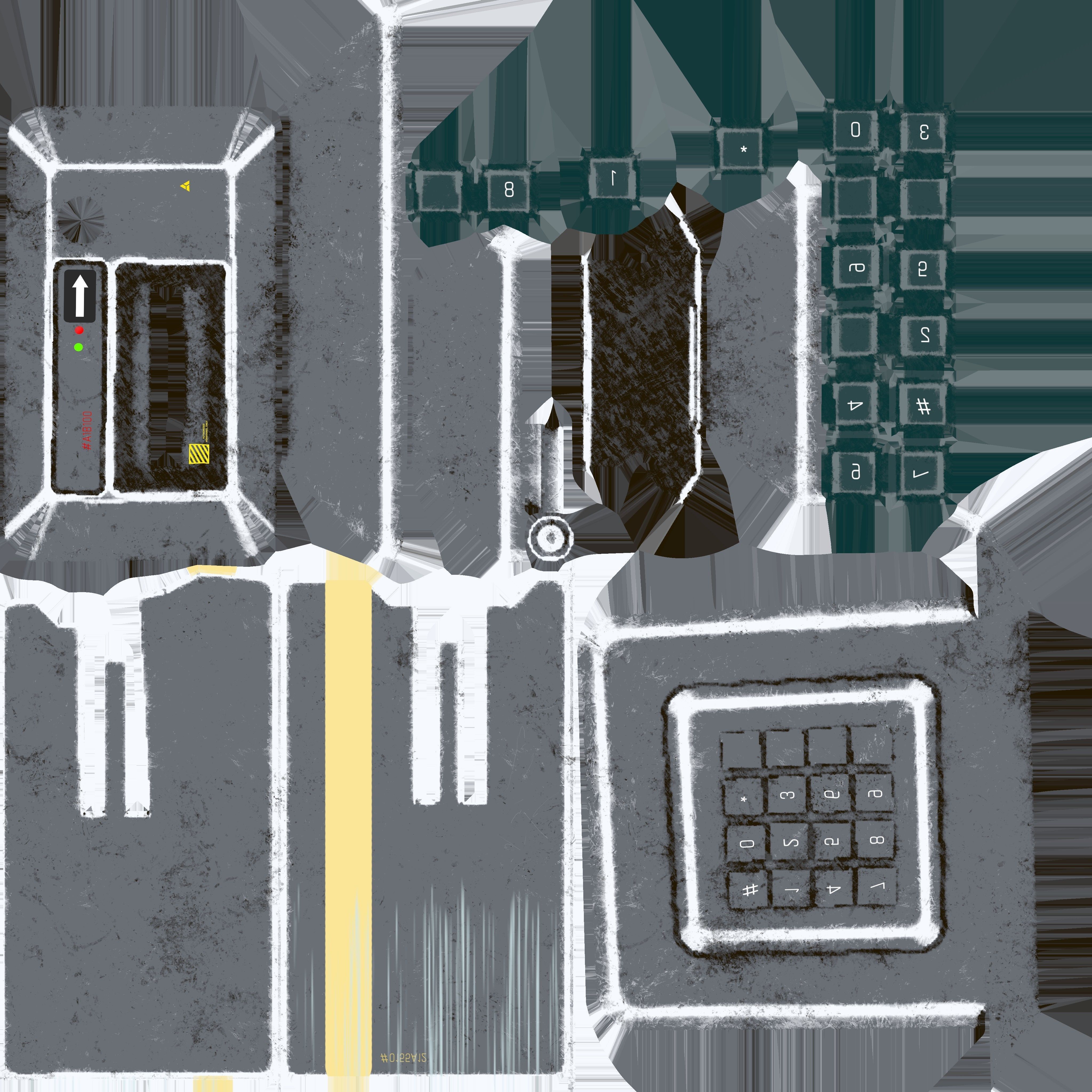 Door electric lock keypad and card reader Low-poly 3D model_8