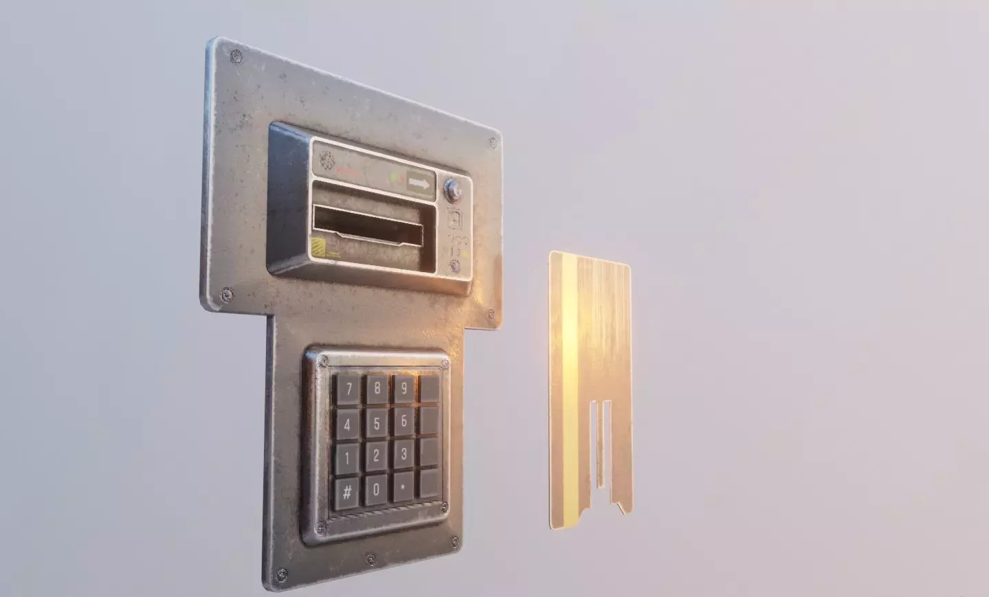 Door electric lock keypad and card reader Low-poly 3D model_0