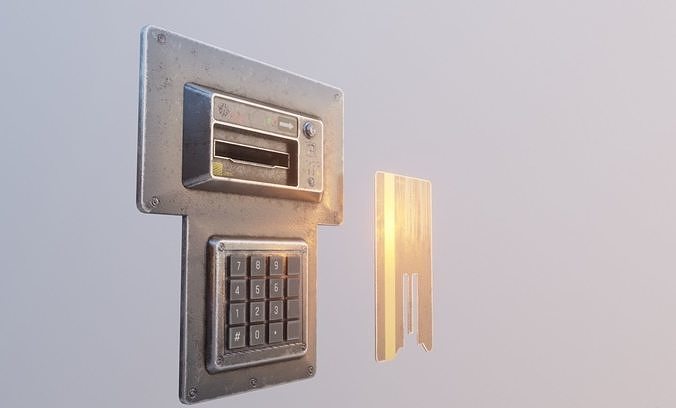 Door electric lock keypad and card reader Low-poly 3D model
