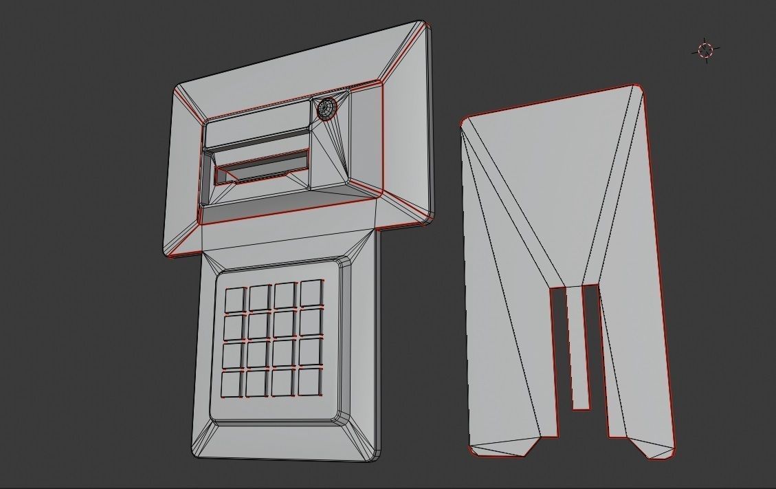 Door electric lock keypad and card reader Low-poly 3D model_7