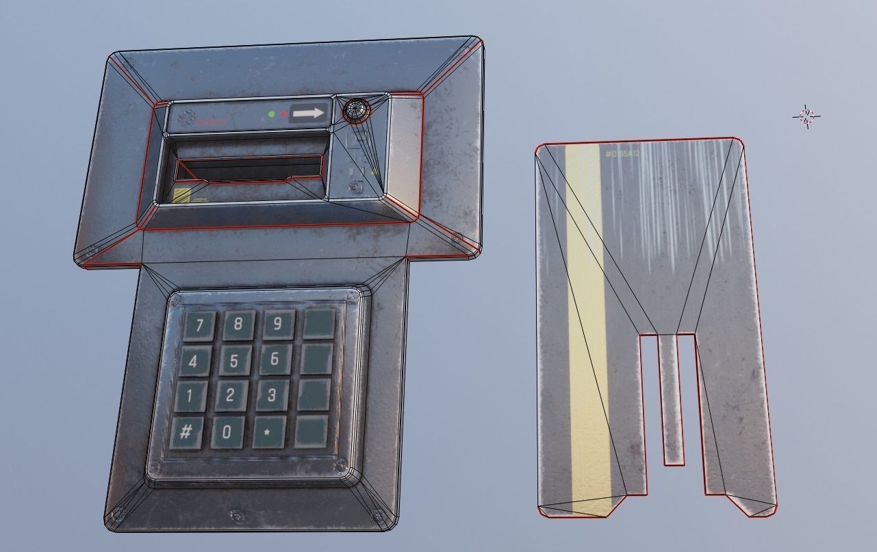 Door electric lock keypad and card reader Low-poly 3D model_5