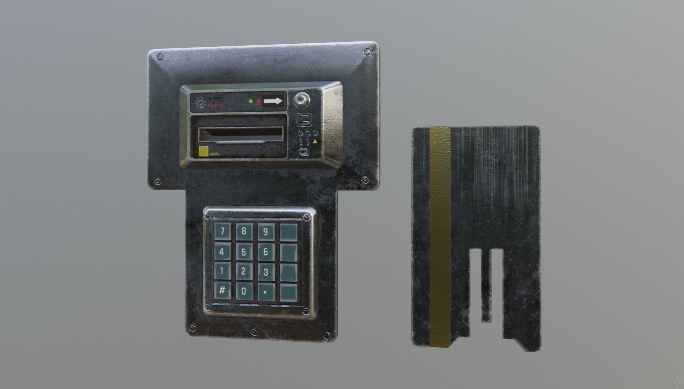 Door electric lock keypad and card reader Low-poly 3D model_9