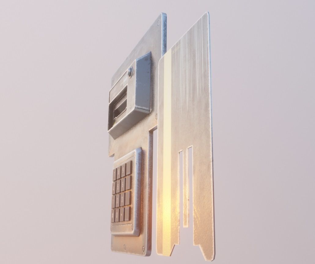 Door electric lock keypad and card reader Low-poly 3D model_2