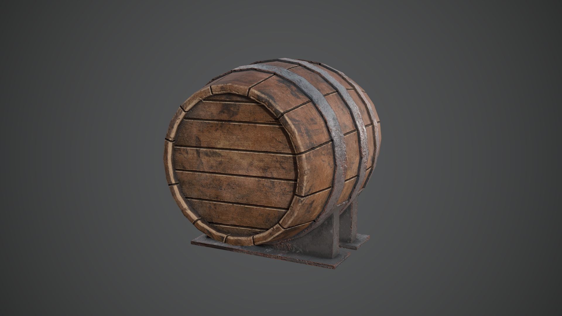BARREL OLD Game Ready PBR Low-poly 3D model_3