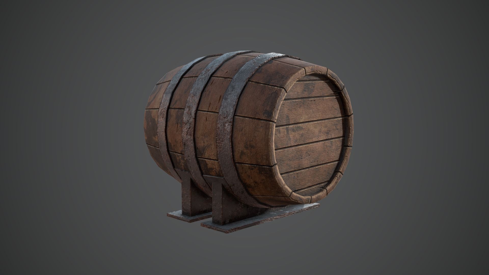 BARREL OLD Game Ready PBR Low-poly 3D model_8