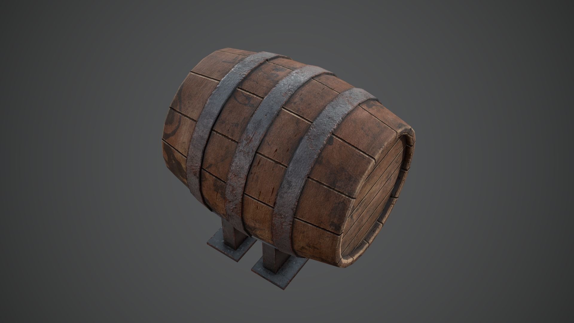 BARREL OLD Game Ready PBR Low-poly 3D model_10