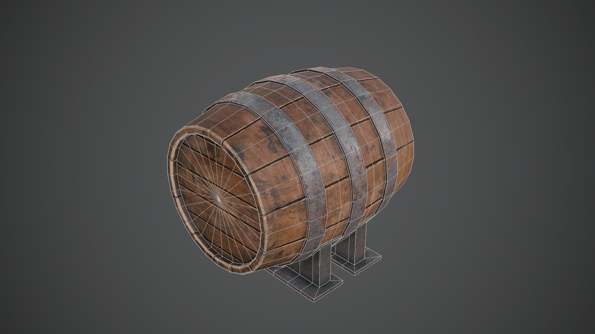 BARREL OLD Game Ready PBR Low-poly 3D model_12