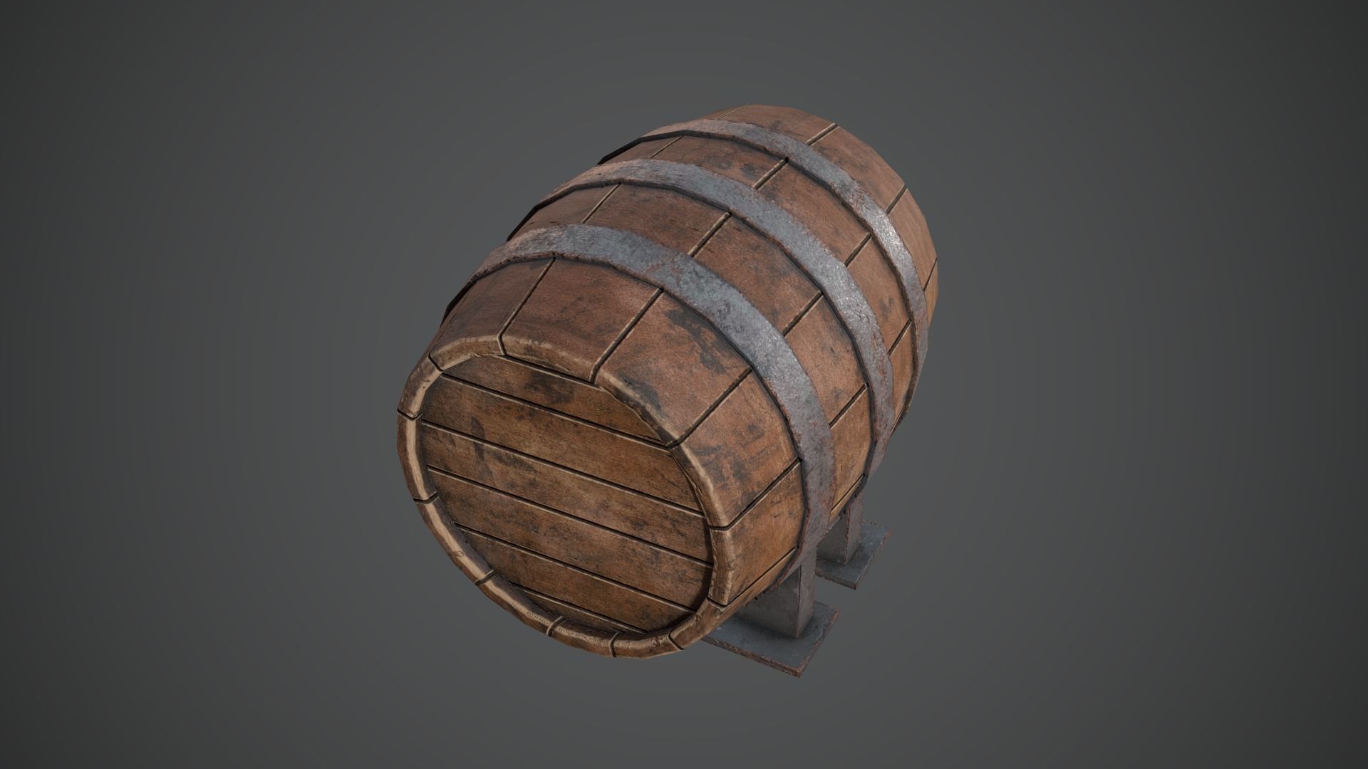 BARREL OLD Game Ready PBR Low-poly 3D model_5
