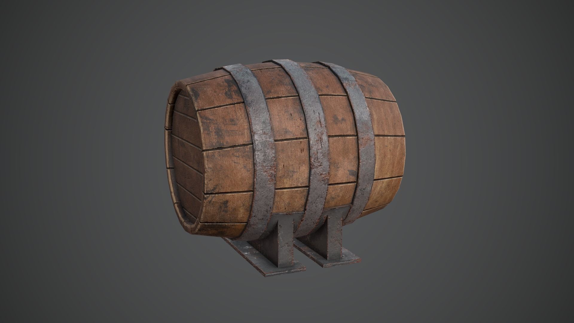 BARREL OLD Game Ready PBR Low-poly 3D model_7