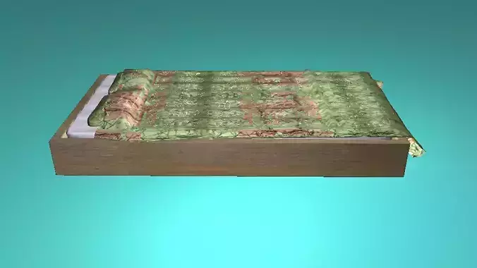 Bed 3D model in wooden box