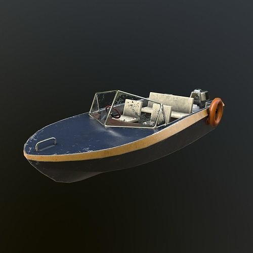 Motor boat Low-poly 3D model