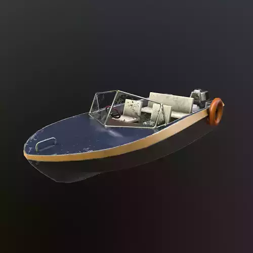Motor boat Low-poly 3D model