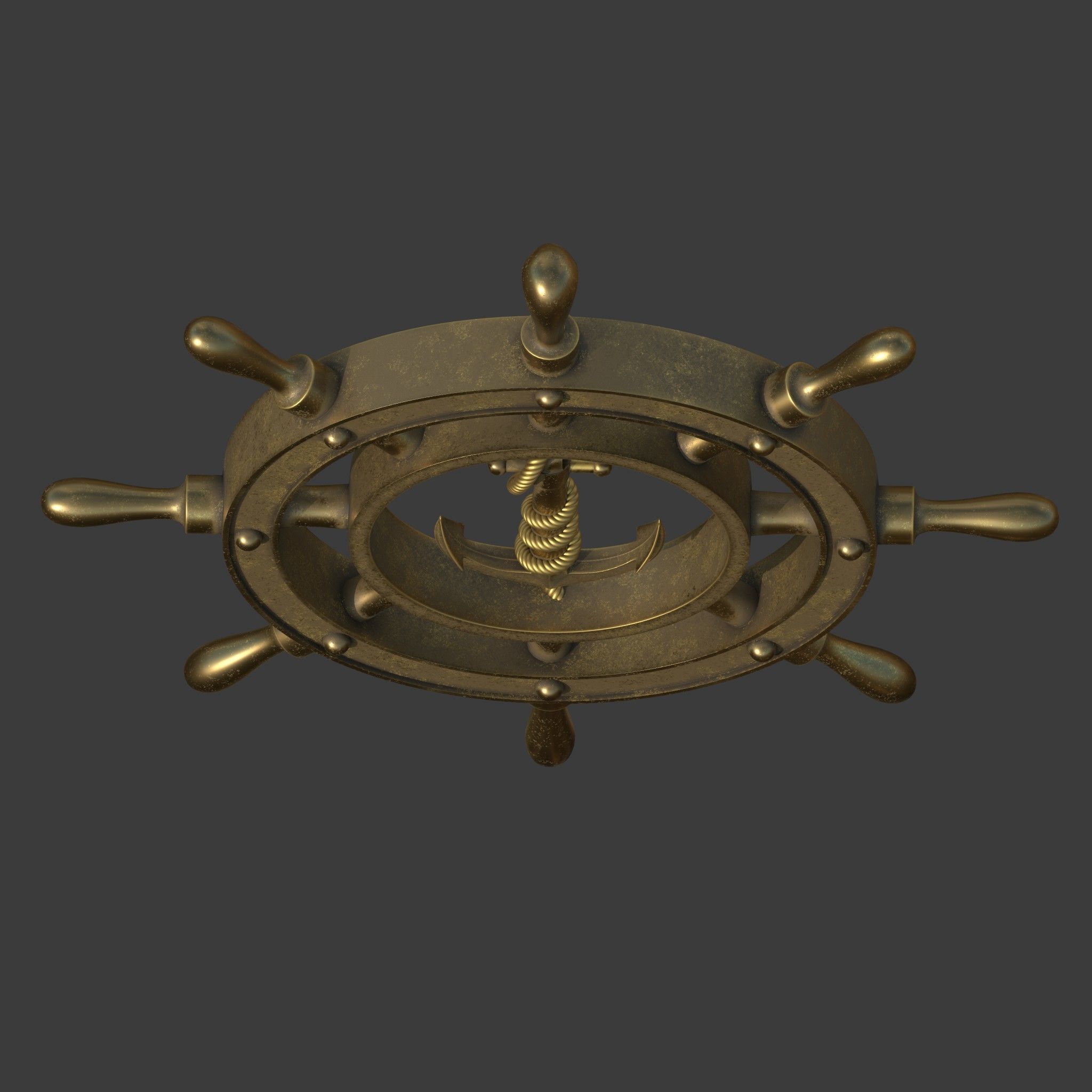 Anchor wheel pendant 3D print model_3