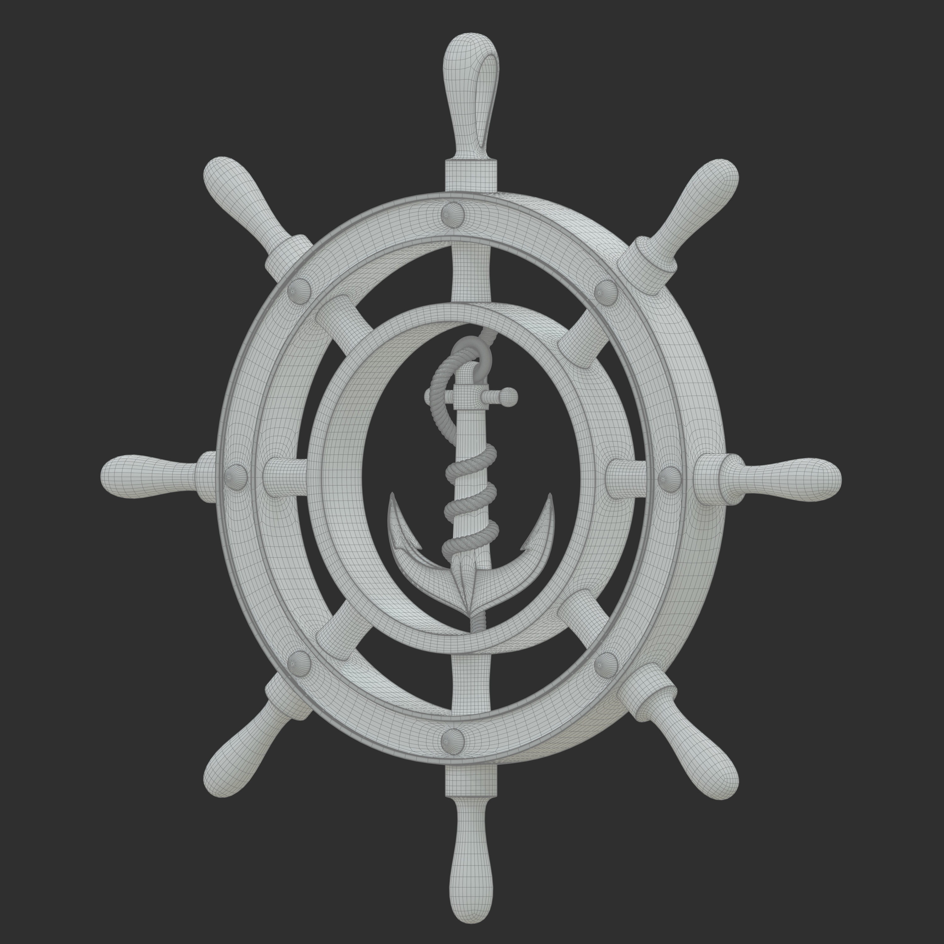 Anchor wheel pendant 3D print model_6