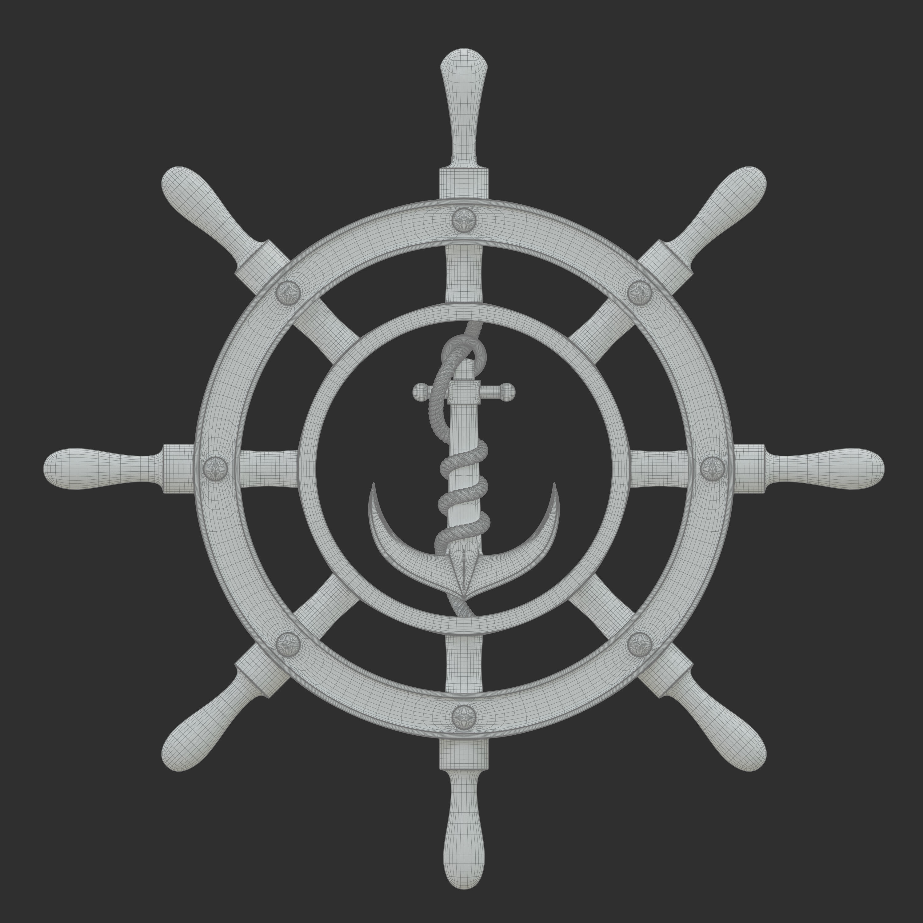 Anchor wheel pendant 3D print model_5