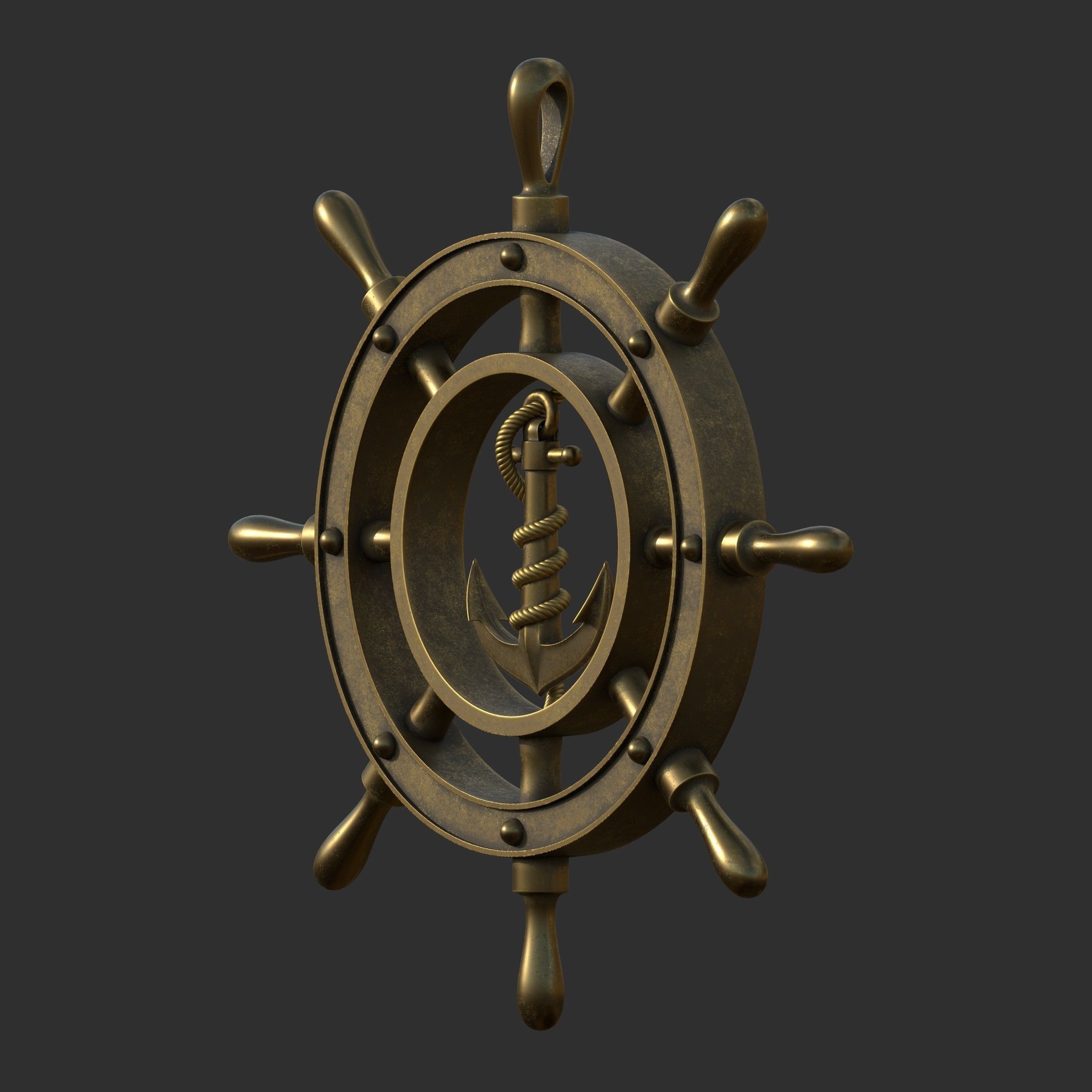 Anchor wheel pendant 3D print model_1