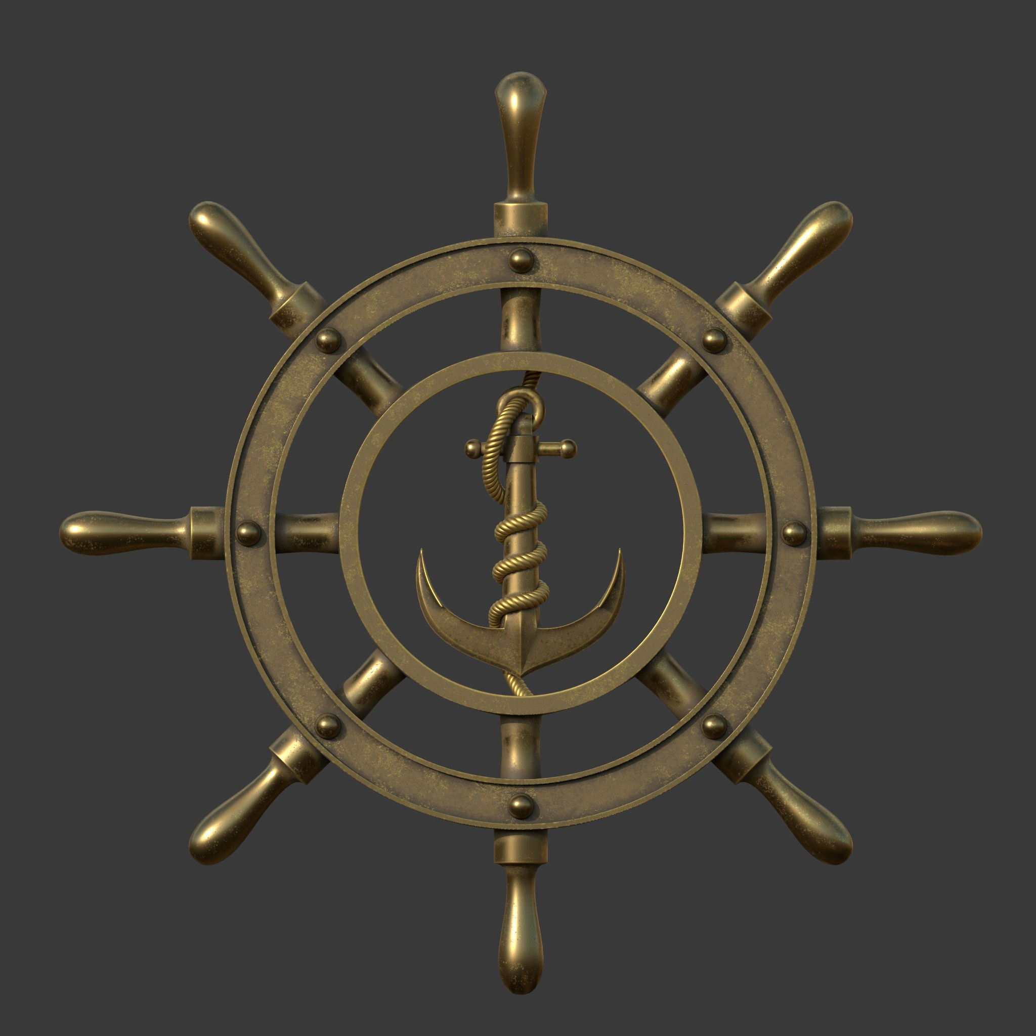 Anchor wheel pendant 3D print model_0
