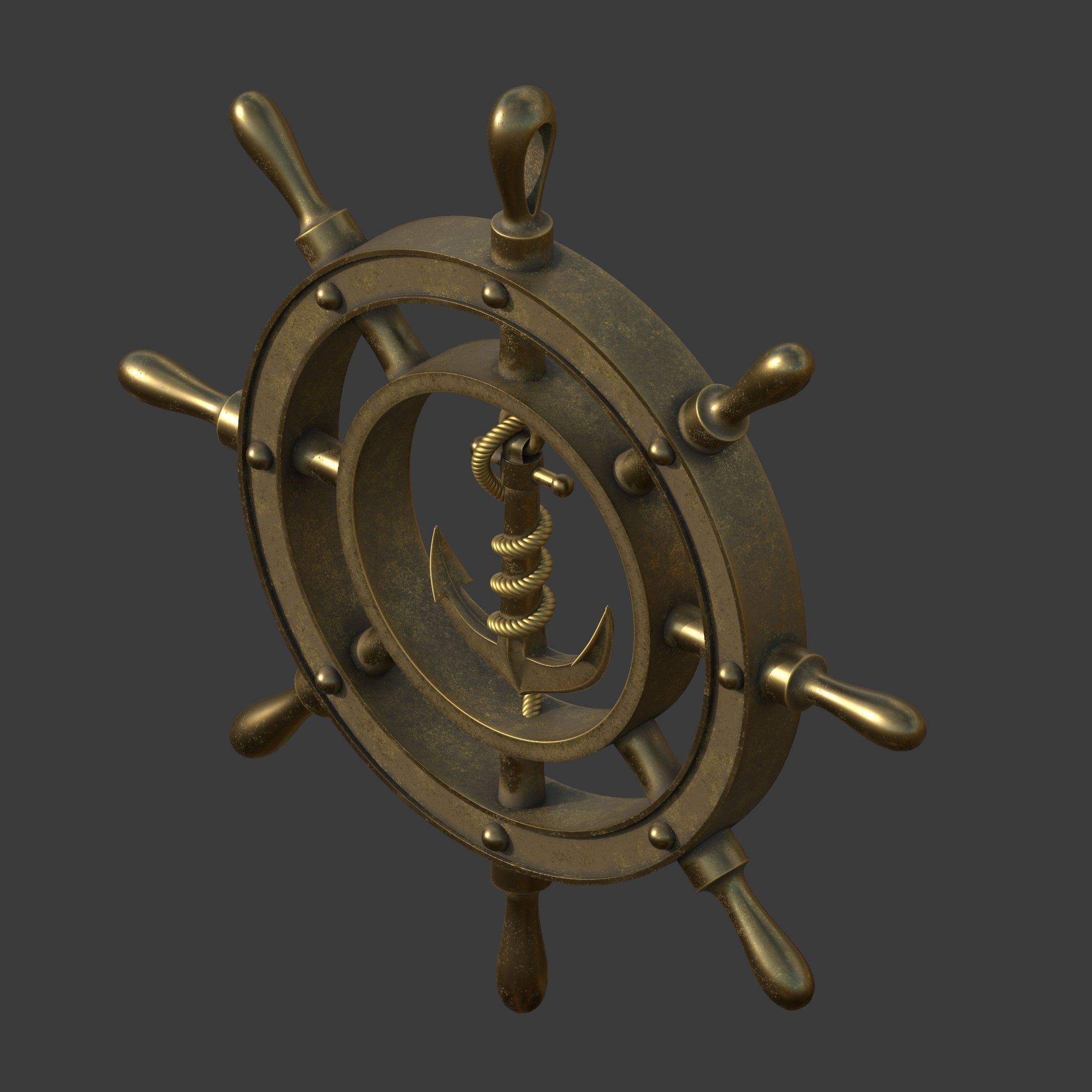 Anchor wheel pendant 3D print model_2