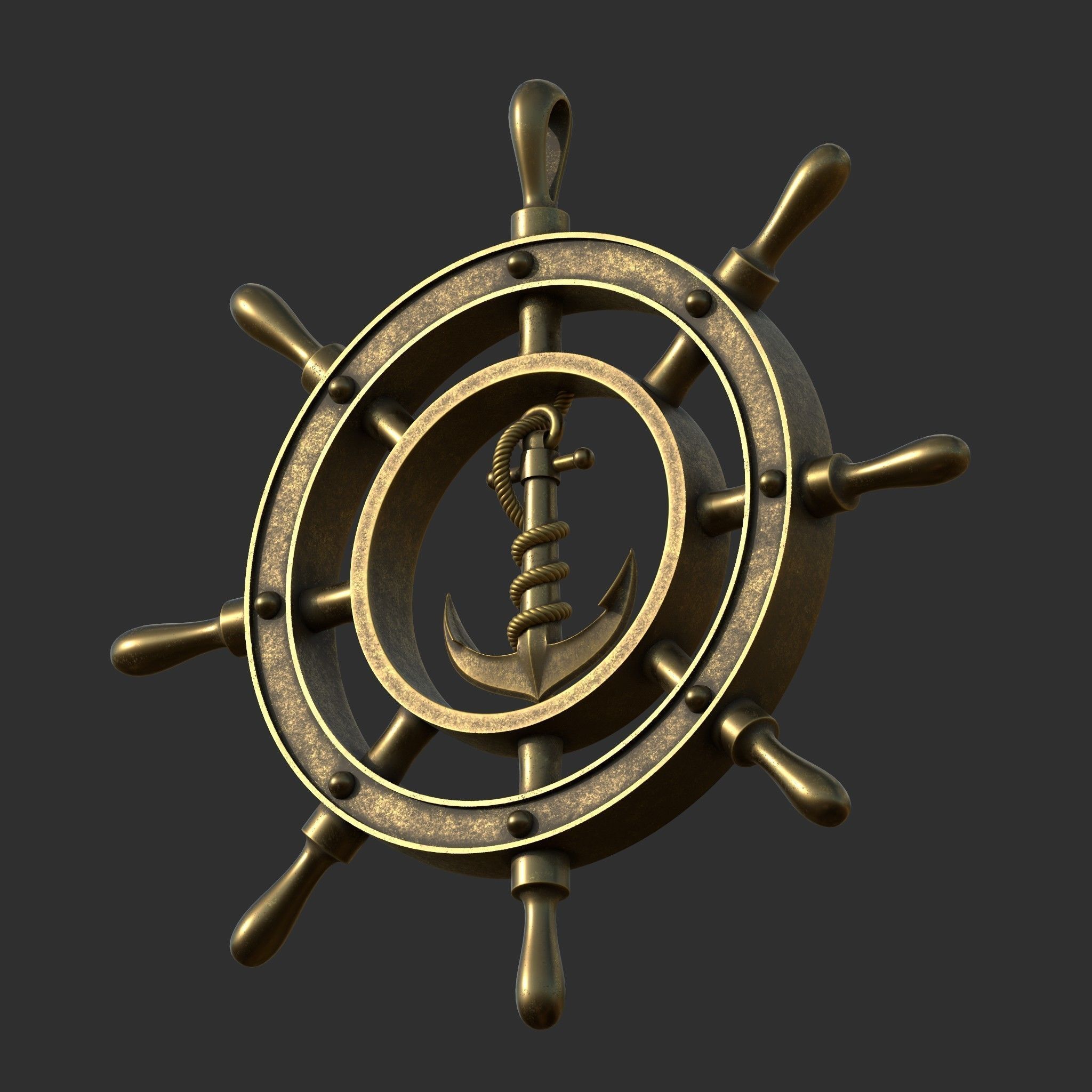 Anchor wheel pendant 3D print model_4