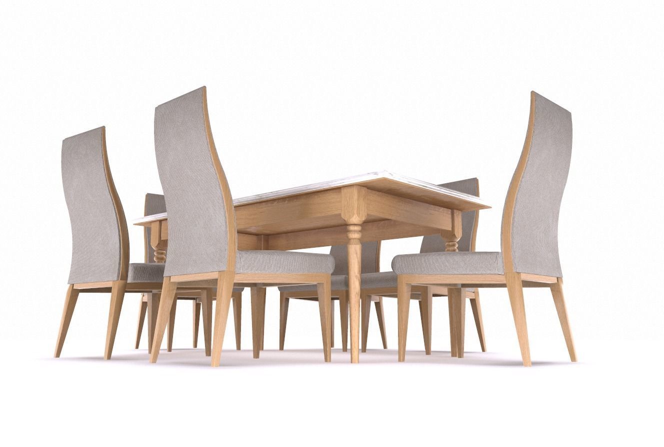 Dining table and chair Low-poly 3D model_4