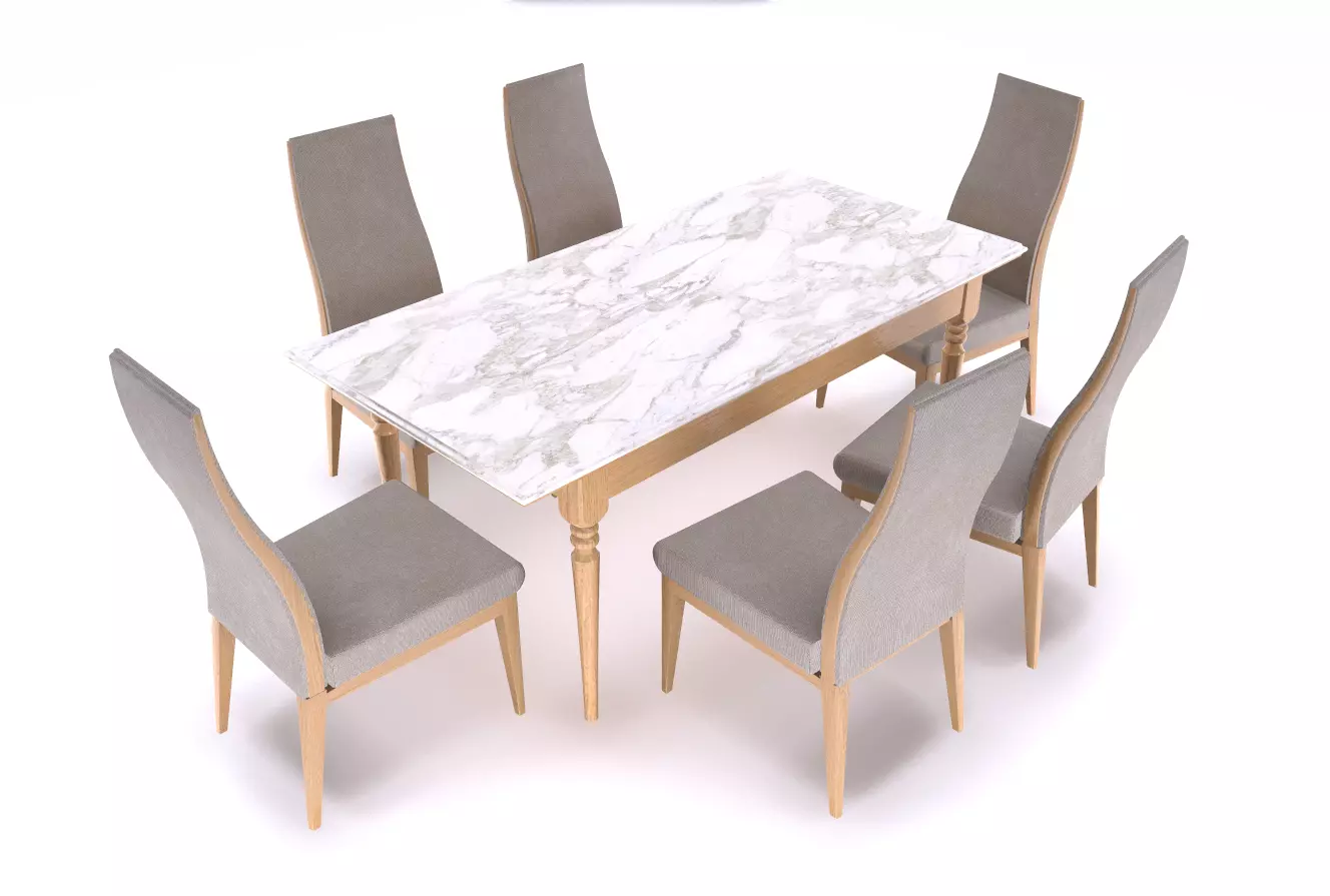 Dining table and chair Low-poly 3D model_0