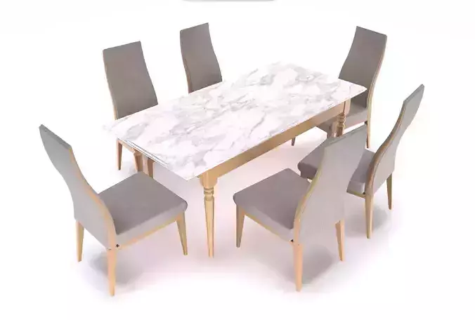 Dining table and chair Low-poly 3D model