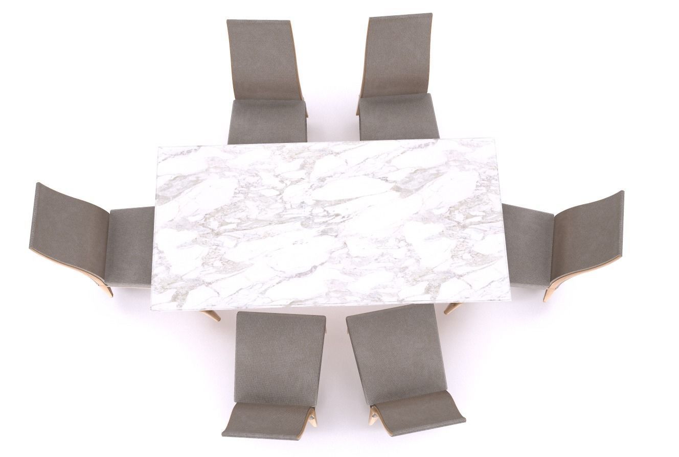 Dining table and chair Low-poly 3D model_2