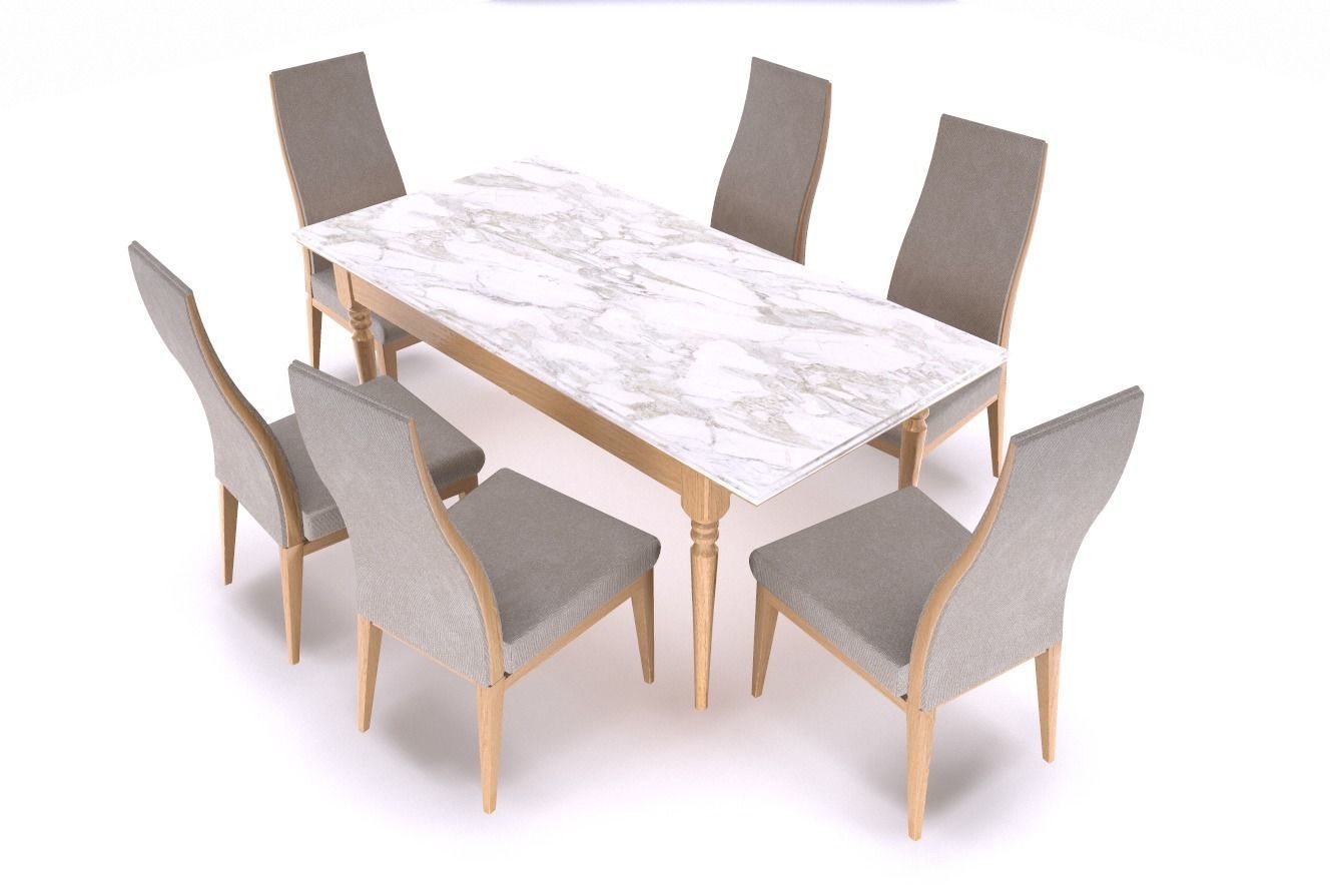 Dining table and chair Low-poly 3D model_1