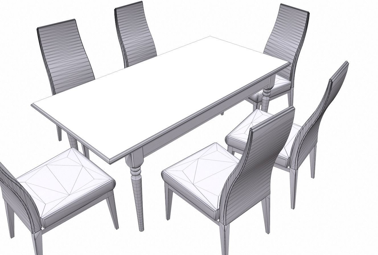 Dining table and chair Low-poly 3D model_12