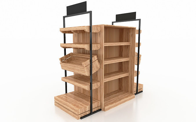 Shelf 3D model 2 wooden display rack 3D model