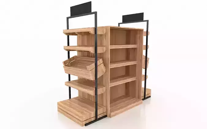 Shelf 3D model 2 wooden display rack 3D model