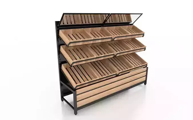 Shelf 3D model 3 display rack with shelves and baskets