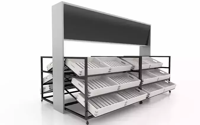 Shelf 3D model 8 display with shelves and blackboard