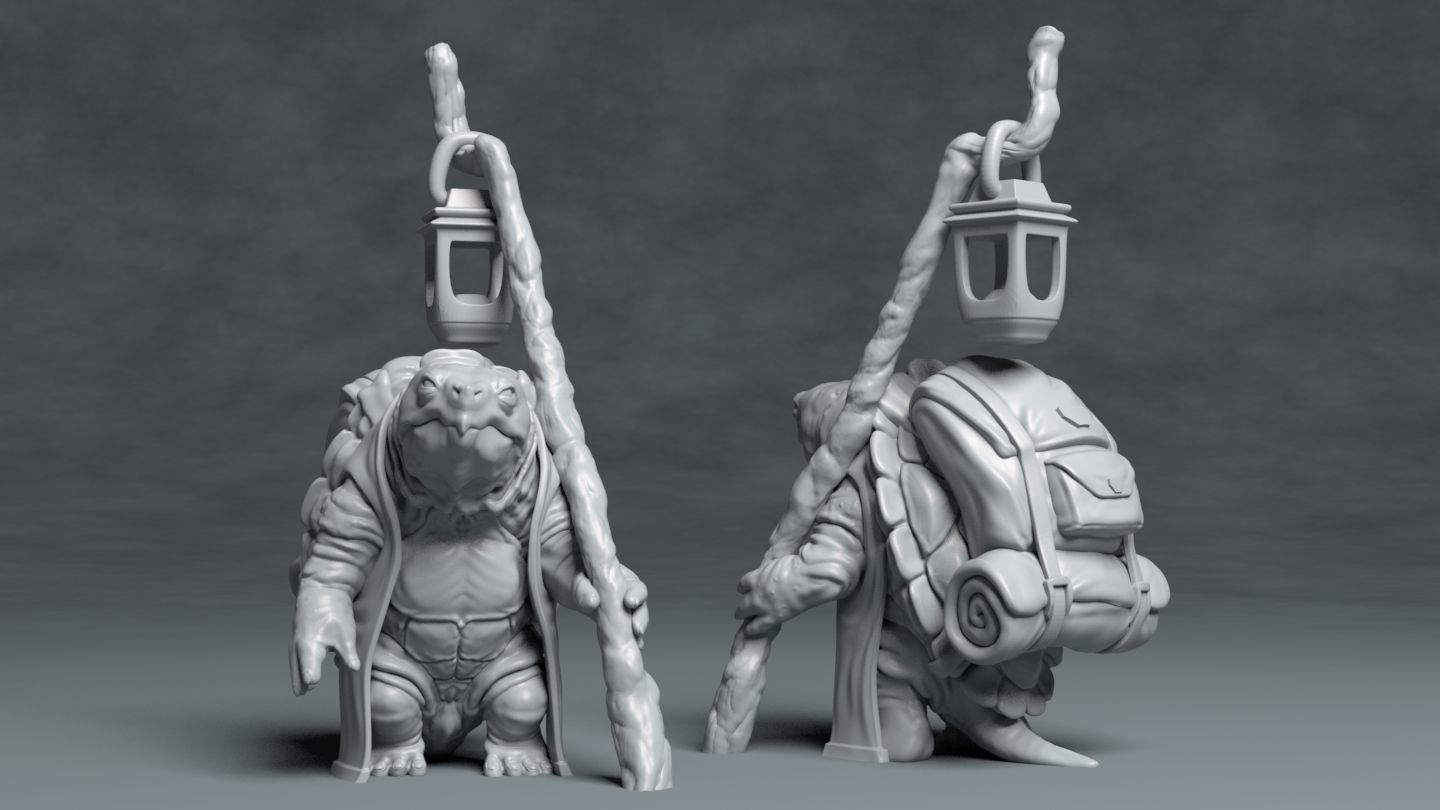 Turtle Traveller - 3D printable character 3D print model_1