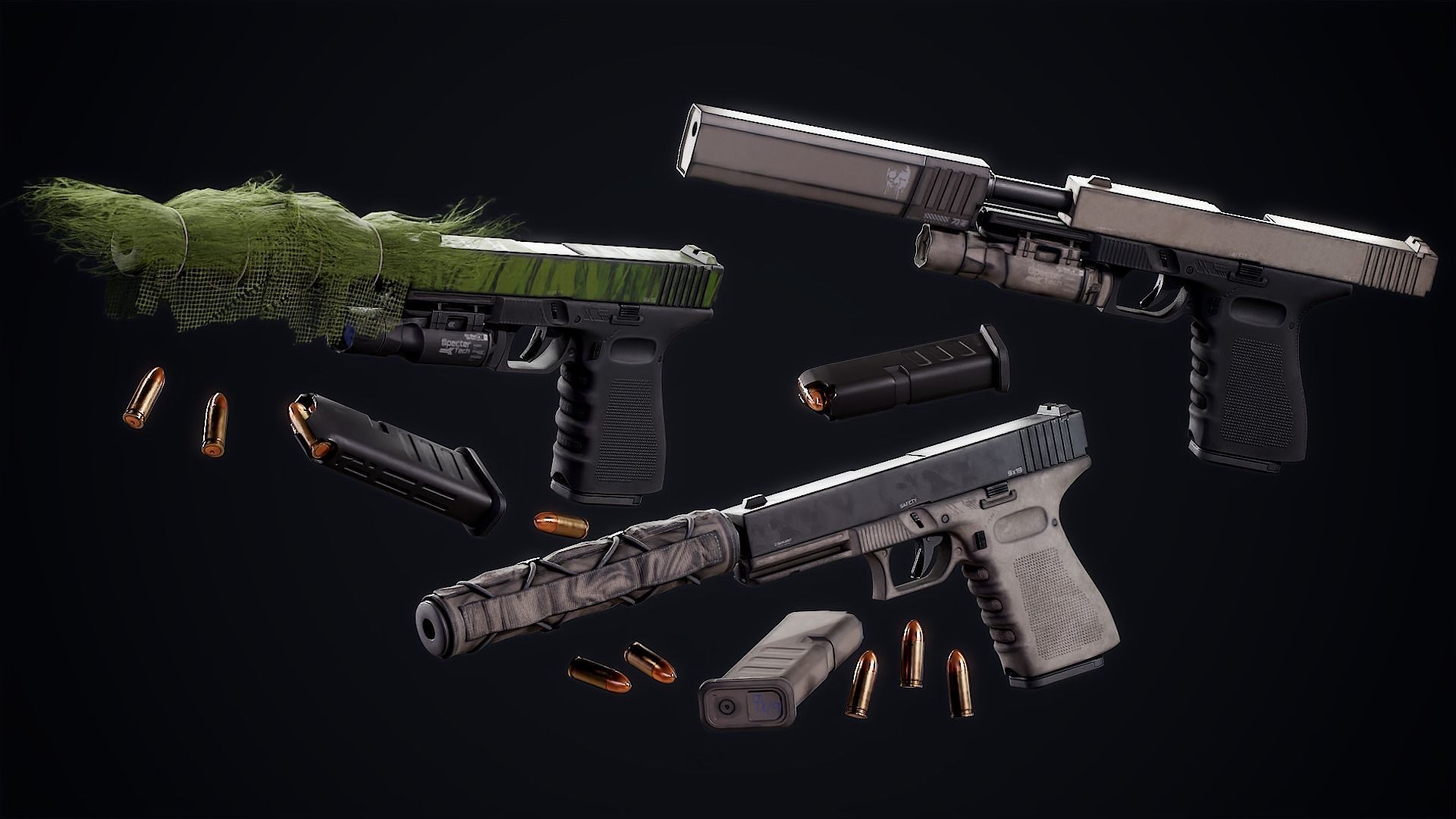 GameReady Modern Pistol Low-poly 3D model_6