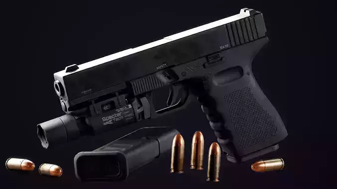 GameReady Modern Pistol Low-poly 3D model