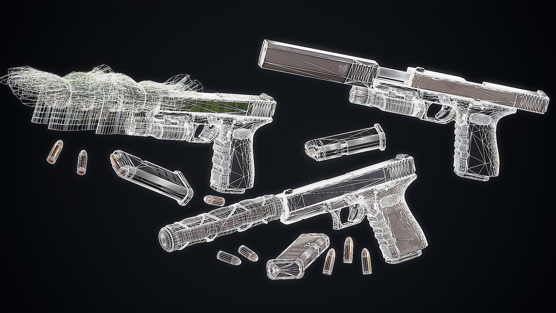 GameReady Modern Pistol Low-poly 3D model_7